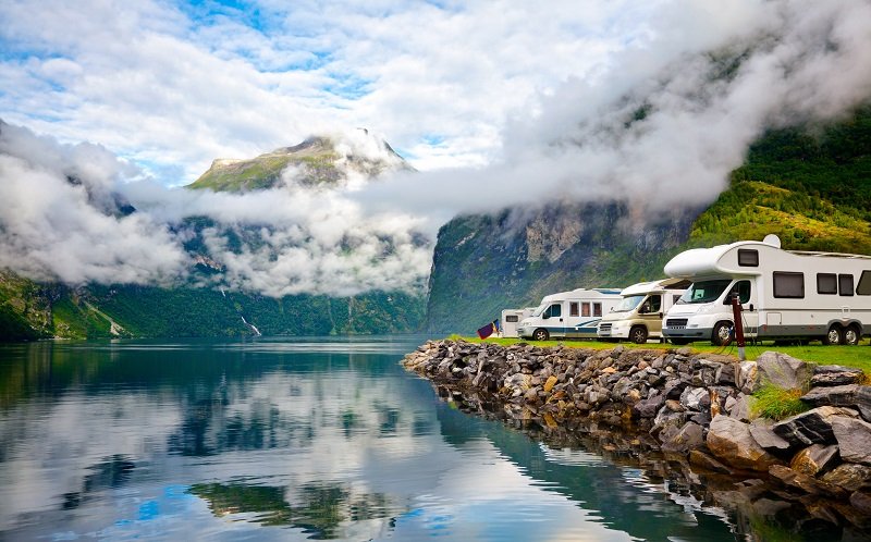 Campers aan het water