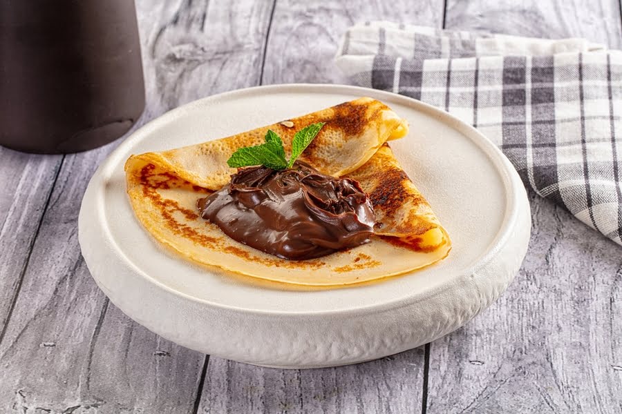 platte pannenkoekjes met Nutella